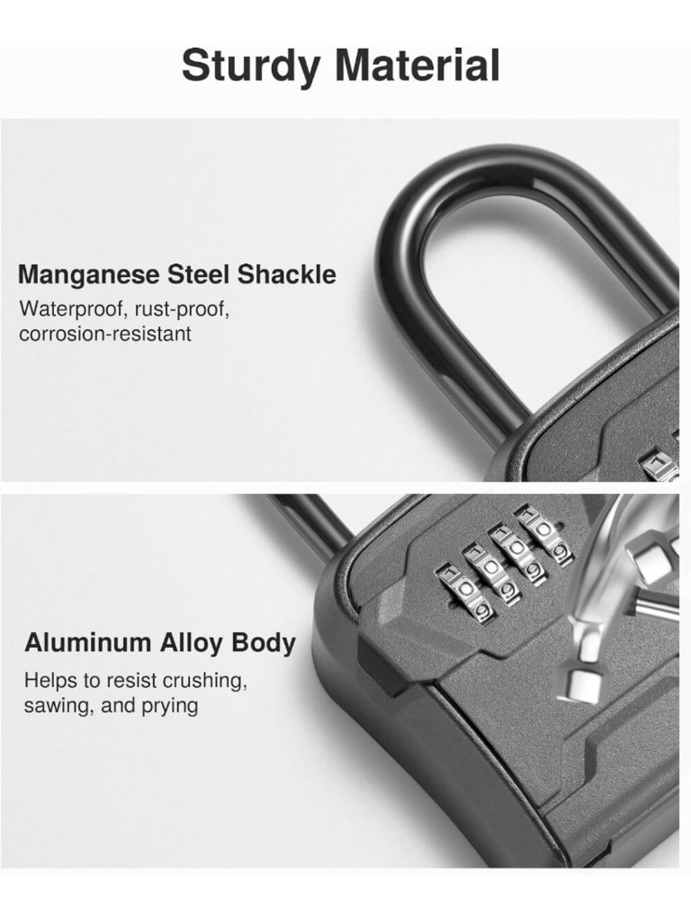 Secure Key Lock Box with Combination Code - 4-Key Capacity, Weatherproof Storage - Picture 3 of 7